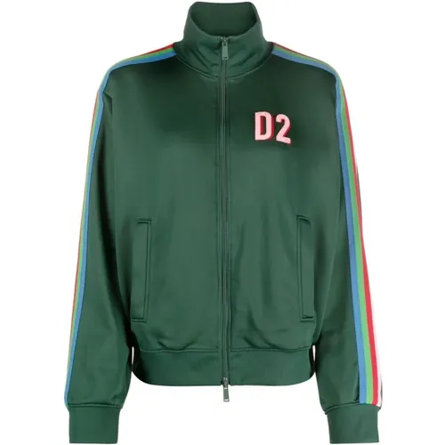 Grüne Jacke mit Reißverschluss und Seitenband - Dsquared2 - Modalova