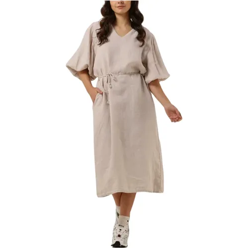 Midi Kleid in Sandfarbe , Damen, Größe: XL - Penn&Ink N.Y - Modalova