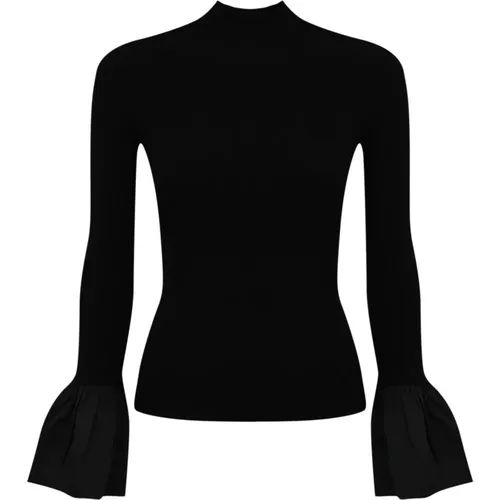 Gerippter Pullover mit Rüschenärmeln , Damen, Größe: M - Twinset - Modalova