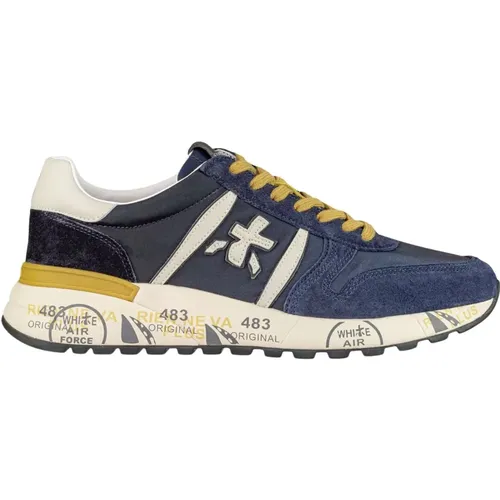 Blue Sneakers with Yellow Rubber Insert , male, Sizes: 6 UK, 11 UK, 8 UK, 9 UK - Premiata - Modalova