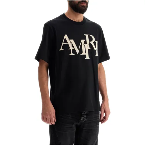 Staggered Logo Crew Neck T-shirt , Herren, Größe: M - Amiri - Modalova