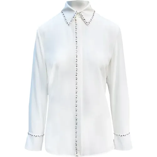 Silk Shirt with Crystal Embellishments , female, Sizes: S - Max Mara Studio - Modalova