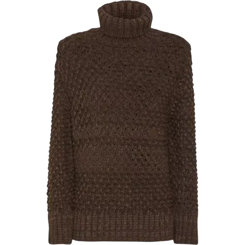 High Neck Knitwear with Hazelnut Stitch , female, Sizes: XS, 2XS - MVP wardrobe - Modalova