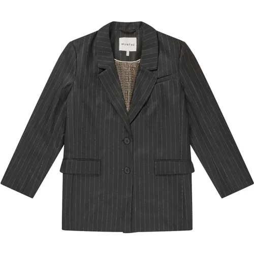 Pinstripe Blazer with Flap Pockets , female, Sizes: 2XL, S - Munthe - Modalova