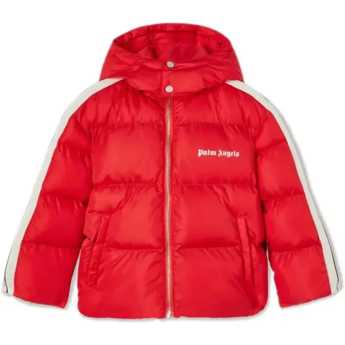 Rote Stepp-Bomberjacke mit Logo - Palm Angels - Modalova