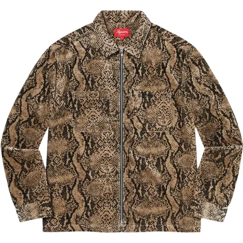 Snakeskin Corduroy Zip Up Shirt , male, Sizes: XL - Supreme - Modalova