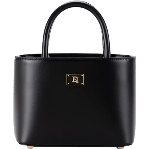 Beige Handbag with Logo Plaque , female, Sizes: ONE SIZE - Elisabetta Franchi - Modalova