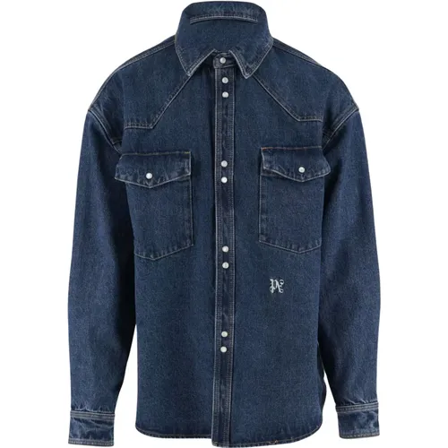 Denim Jacke , Herren, Größe: M - Palm Angels - Modalova