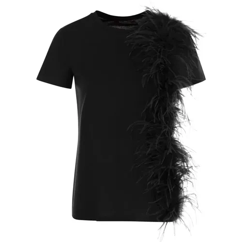 Lappole Jersey T Shirt With Feathers , female, Sizes: S, M, L - Max Mara Studio - Modalova