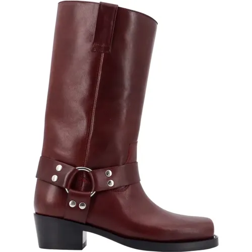 Red Leather Ankle Boots Metal Detail , female, Sizes: 3 UK, 4 1/2 UK, 8 UK, 6 UK, 5 1/2 UK, 5 UK - Paris Texas - Modalova