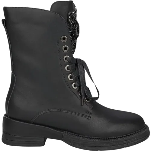 Rhinestone Lace-Up Ankle Boots , female, Sizes: 6 UK, 3 UK, 5 UK, 9 UK - Alma en Pena - Modalova