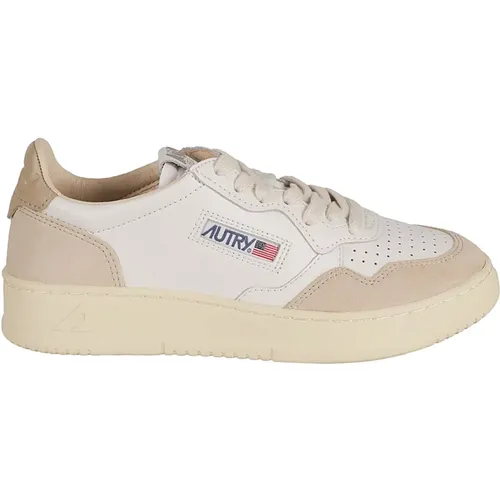 Weiße Beige Leder Sneakers Medalist , Damen, Größe: 36 EU - Autry - Modalova