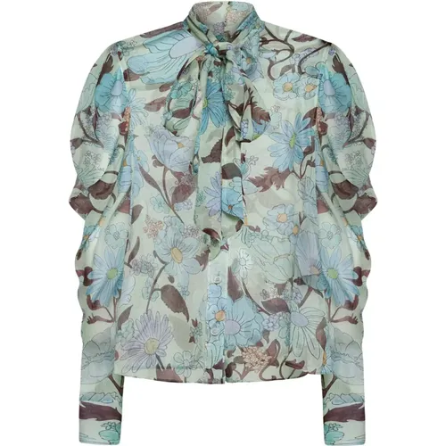 Floral Print Silk Chiffon Shirt , female, Sizes: XS - Stella Mccartney - Modalova