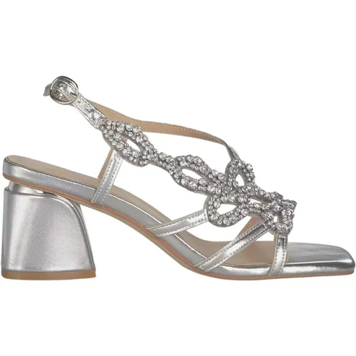 Rhinestone Square Heel Sandal , Damen, Größe: 39 EU - Alma en Pena - Modalova