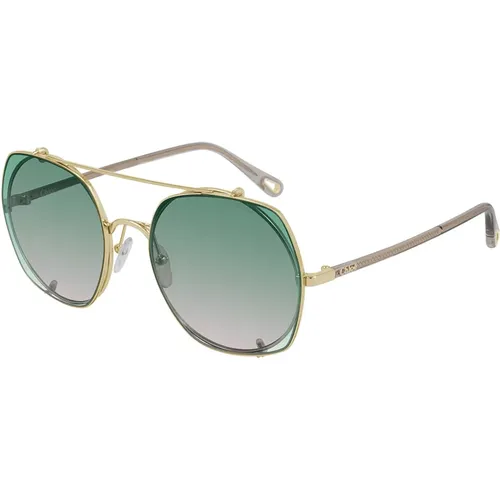 Sonnenbrille Schwarz/Grüner Rahmen , Damen, Größe: 56 MM - Chloé - Modalova