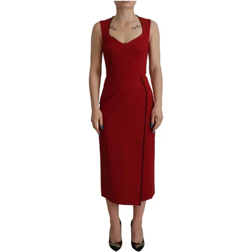 Rotes Midi Bodycon Kleid mit Sweetheart-Ausschnitt - Dolce & Gabbana - Modalova