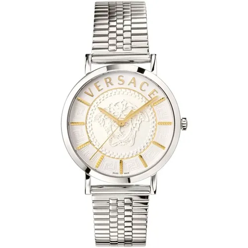 Essential Silver White Watch , male, Sizes: ONE SIZE - Versace - Modalova