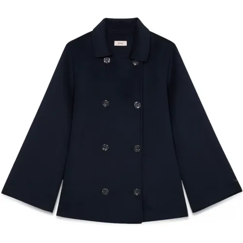 Kurzer Mantel aus Wollmischgewebe , Damen, Größe: XL - Oltre - Modalova