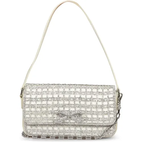 Crystal-Adorned Baguette Bag , female, Sizes: ONE SIZE - Self Portrait - Modalova