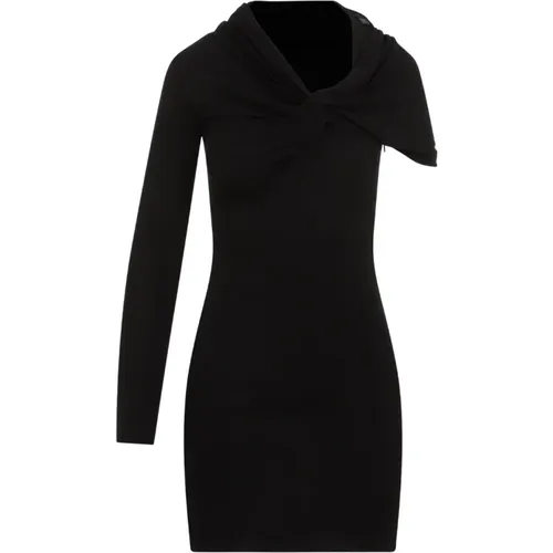 Schwarzes Mini Kleid Asymmetrischer Ausschnitt - Saint Laurent - Modalova