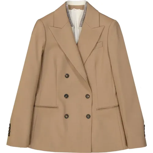 Wool Double-Breasted Jacket , female, Sizes: S, XS - BRUNELLO CUCINELLI - Modalova