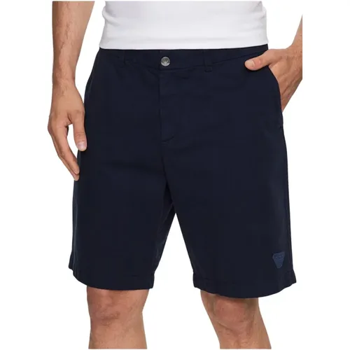Baumwoll-Bermuda-Shorts - Gerade Passform , Herren, Größe: M - Emporio Armani - Modalova
