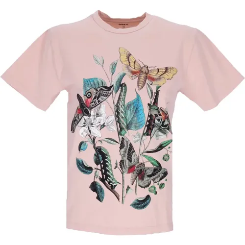 Clay Moths Print Tee Women , female, Sizes: S, M - Obey - Modalova