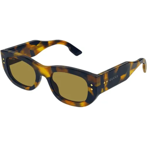 Rechteckige Havana Acetat Sonnenbrille Gg1215S-004 - Gucci - Modalova