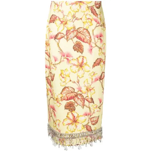 Floral Print Linen Skirt , female, Sizes: M, L - Zimmermann - Modalova