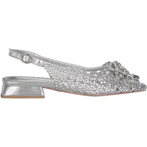 Raffia Flat Shoe with Jewel Flower , female, Sizes: 5 UK, 2 UK, 6 UK, 9 UK, 3 UK, 8 UK, 7 UK, 4 UK - Alma en Pena - Modalova