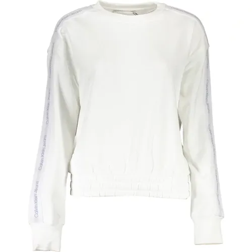 Weißer Pullover mit Stickerei , Damen, Größe: L - Calvin Klein - Modalova