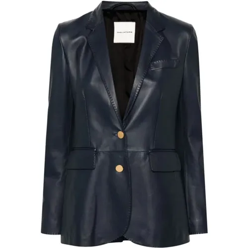 Navy Leather Jacket,Stilvolle Rosa Lederjacke - Tagliatore - Modalova