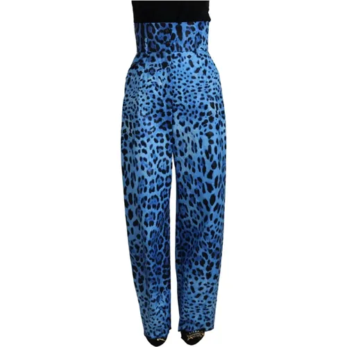 Leopardenmuster Hose mit hoher Taille , Damen, Größe: XS - Dolce & Gabbana - Modalova
