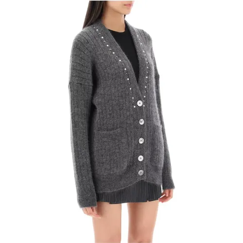 Cardigan mit Nieten und Kristallen , Damen, Größe: 2XS - Alessandra Rich - Modalova