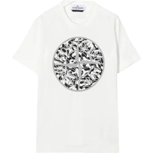 Weißes Kinder T-Shirt mit Maxi Logo - Stone Island - Modalova