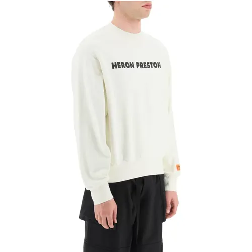 Organisches Baumwoll-Crewneck-Sweatshirt mit Logo-Print und Stickerei , Herren, Größe: L - Heron Preston - Modalova