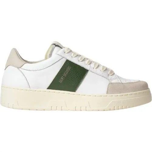 Weiße Grüne Ledersneakers - SAINT SNEAKERS - Modalova