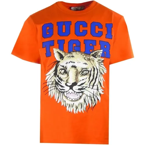 Tiger Print T-Shirt , male, Sizes: S, XL, 2XL, M, L - Gucci - Modalova