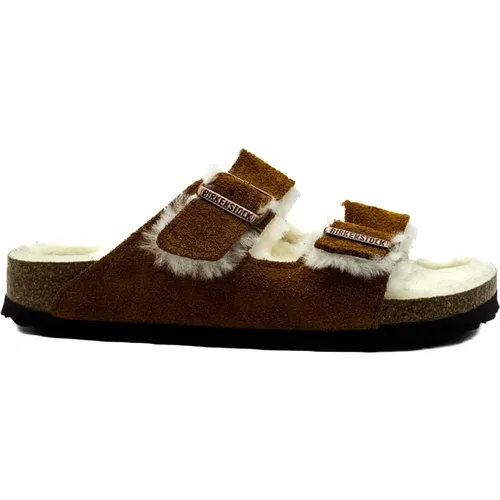 Braune Ledersandalen Arizona Shearling - Birkenstock - Modalova