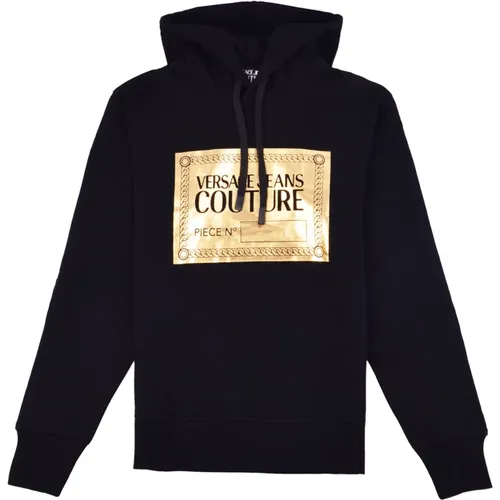 Hoodie with Gold Logo Print , male, Sizes: S - Versace Jeans Couture - Modalova