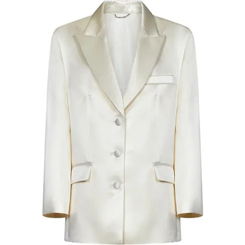 Cream Silk and Wool Blend Oversize Blazer , female, Sizes: XS - Magda Butrym - Modalova