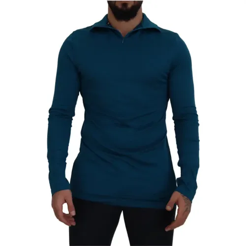 Luxuriöser Blauer Baumwoll-Pullover - Dolce & Gabbana - Modalova