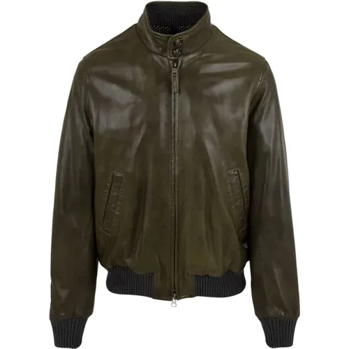 Grüne Lederjacke für Herren , Herren, Größe: 2XL - The Jack Leathers - Modalova