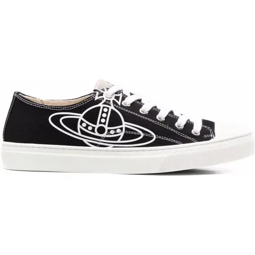 Schwarze Orb-Logo Low-Top Sneakers , Herren, Größe: 45 EU - Vivienne Westwood - Modalova