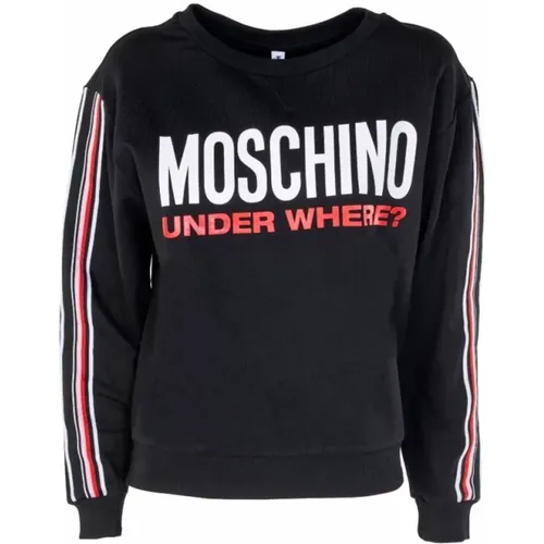 Crewneck Sweatshirt Under Where? Print , female, Sizes: S, XS, M - Moschino - Modalova