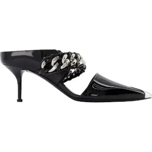 Schwarze Ledersandalen mit 6 cm Absatz , Damen, Größe: 37 EU - alexander mcqueen - Modalova