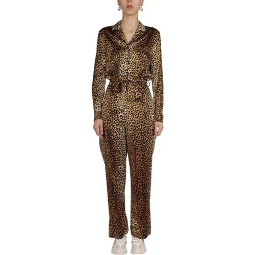 Animal Pattern Satin Jumpsuit , female, Sizes: XS - Dolce & Gabbana - Modalova