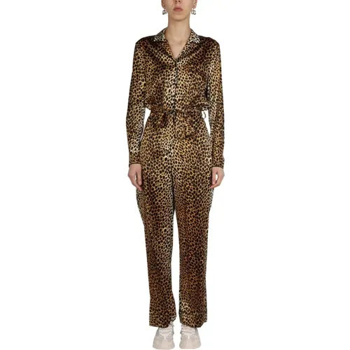 Animal Pattern Satin Jumpsuit , female, Sizes: XS, S - Dolce & Gabbana - Modalova