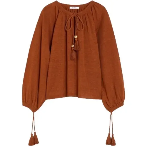 Leather Sweater Cropped Raglan , female, Sizes: M, S - Max Mara - Modalova