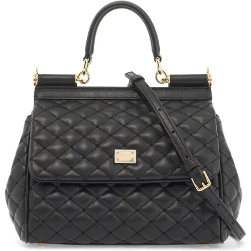 Quilted Sicily Handbag with Leopard Print , female, Sizes: ONE SIZE - Dolce & Gabbana - Modalova